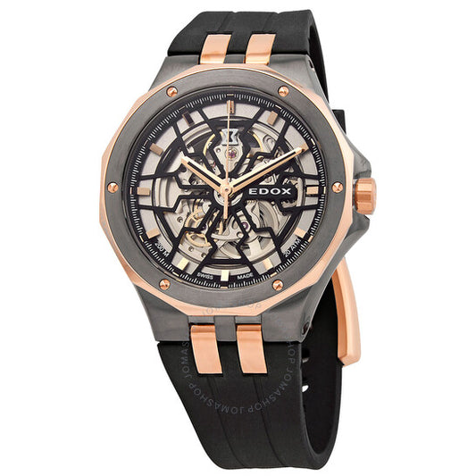 Edox, Automatic Black Skeleton Dial Men's Watch