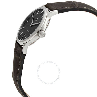 Edox, Les Bemonts Black Dial Black Leather Ladies Watch