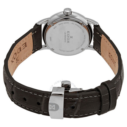 Edox, Les Bemonts Black Dial Black Leather Ladies Watch