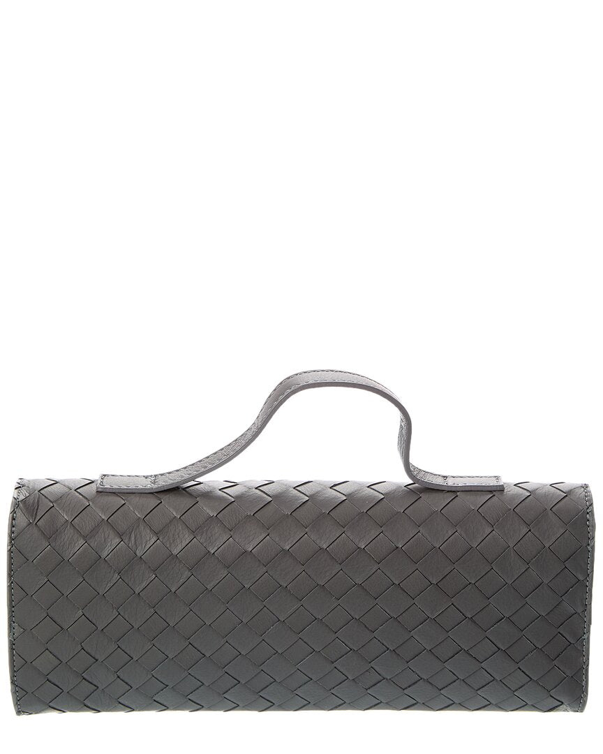 faye hand-woven leather clutch