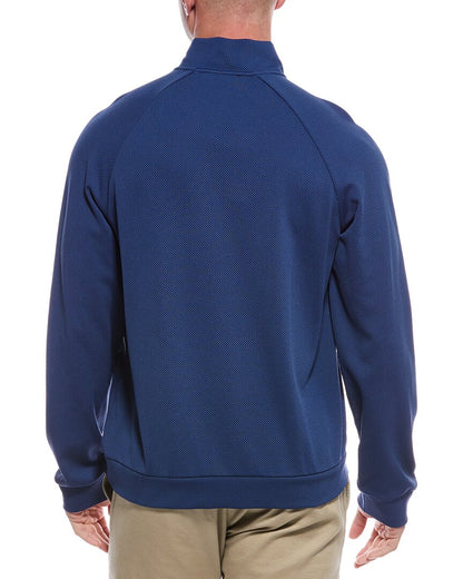 textured 1/2-zip funnel neck pullover