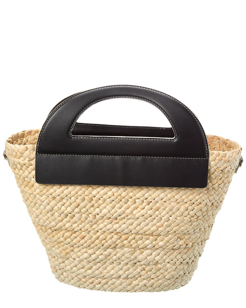 straw & leather bucket bag
