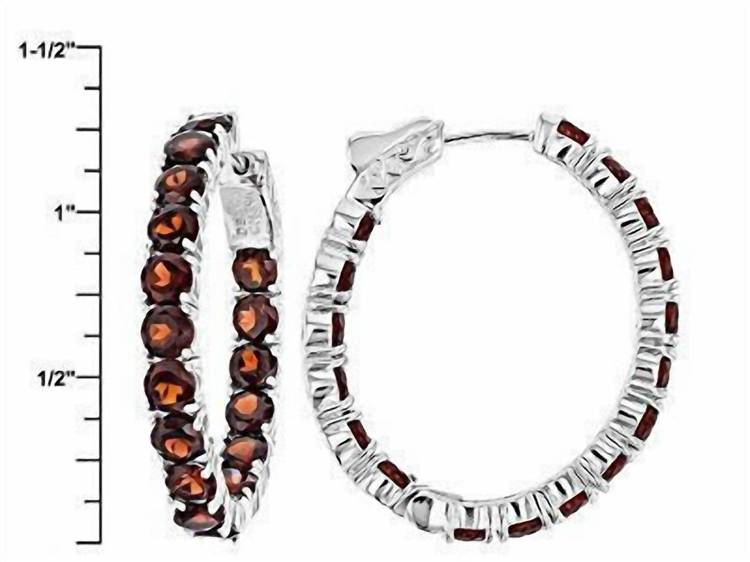 women's garnet inside outside hoops in silver