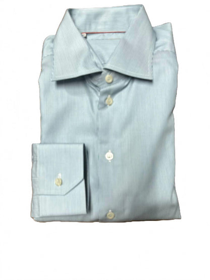 men contemporary fit dress shirt in green stripe