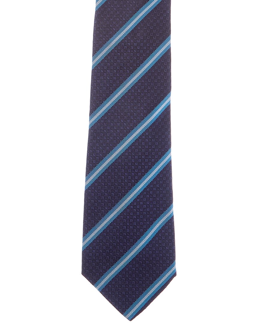 blue stripe silk tie
