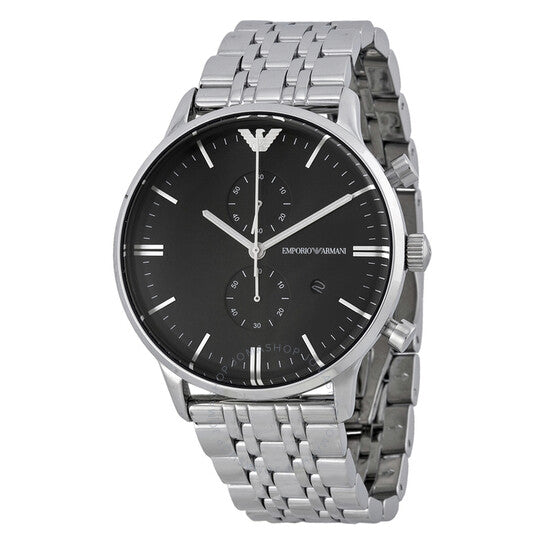 Emporio Armani, Classic Chronograph Black Dial Stainless Steel Men's Watch