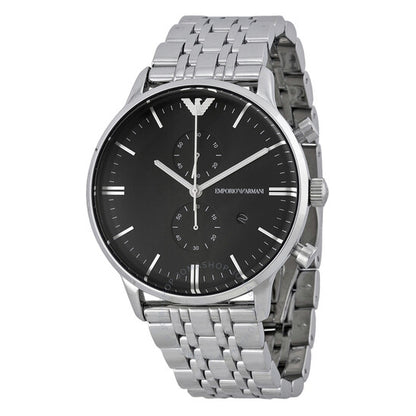 Emporio Armani, Classic Chronograph Black Dial Stainless Steel Men's Watch