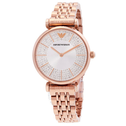 Emporio Armani, Gianni T-bar Quartz Crystal Silver Dial Ladies Watch