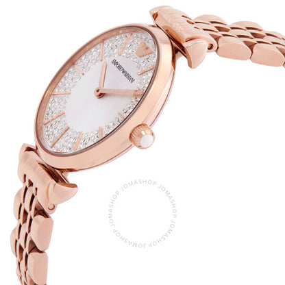 Emporio Armani, Gianni T-bar Quartz Crystal Silver Dial Ladies Watch