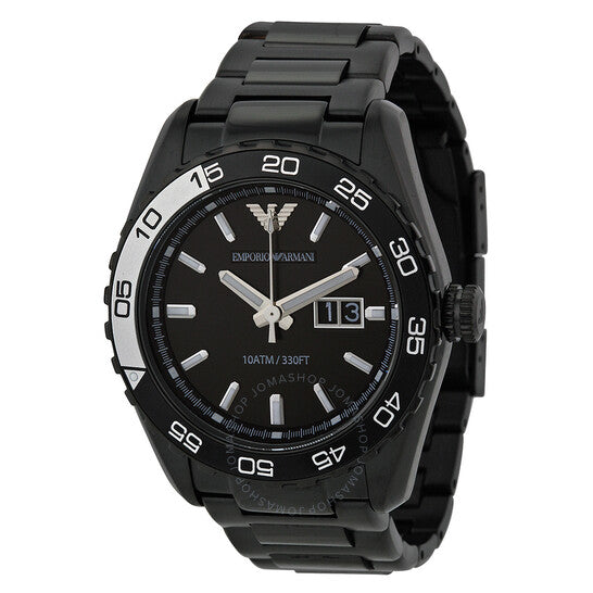 Emporio Armani, Sportivo Black Dial Blaxk Ion-plated Men's Watch