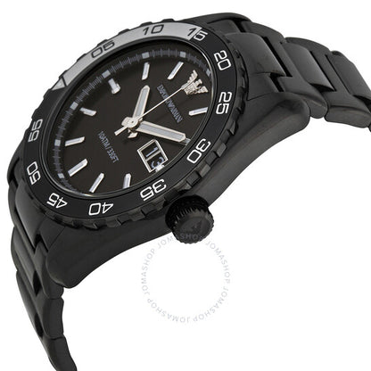Emporio Armani, Sportivo Black Dial Blaxk Ion-plated Men's Watch
