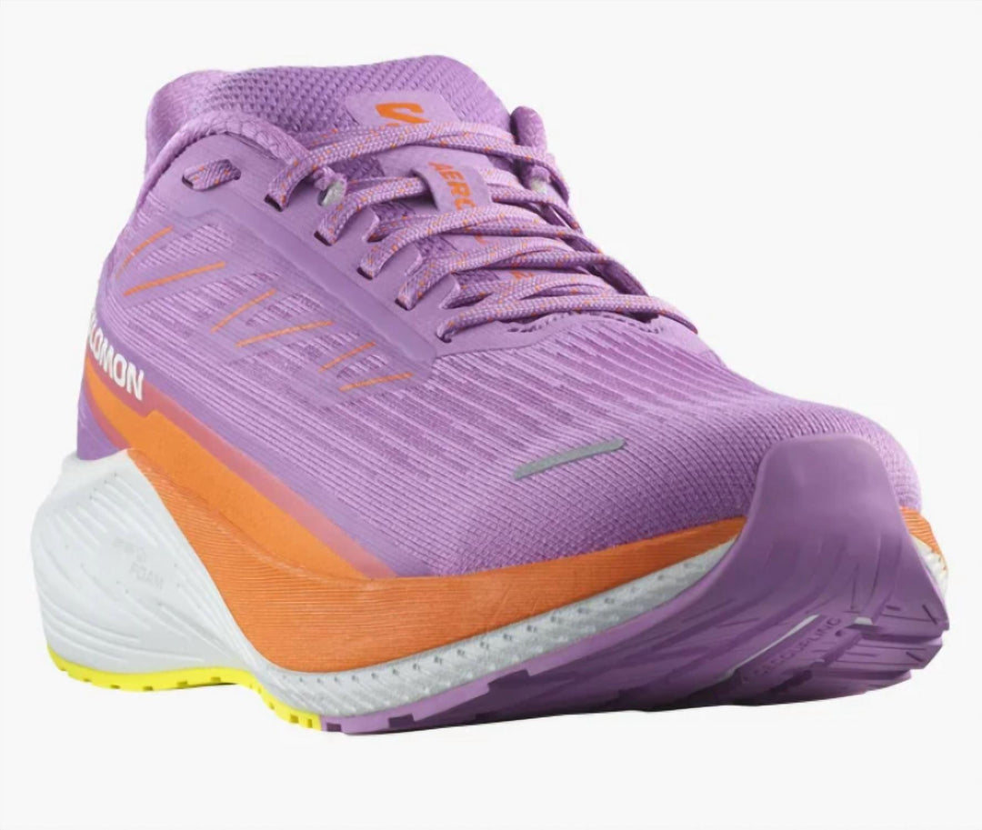women's aero blaze 2 running shoes in iris orchid/ dragon fire/sulphur spring