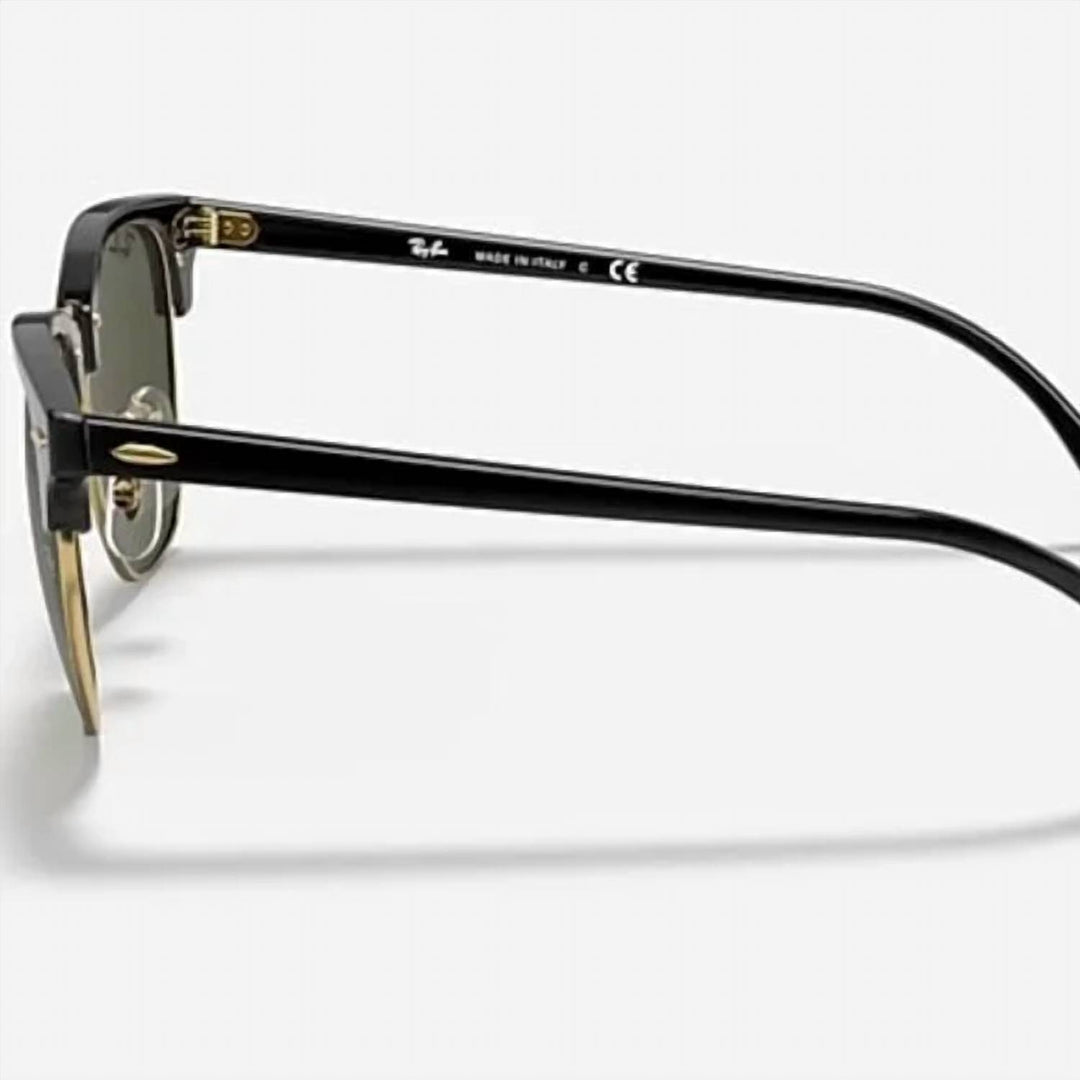 men's clubmaster sunglasses in black on gold/g-15 green