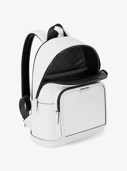 cooper medium pebbled leather and signature logo commuter backpack