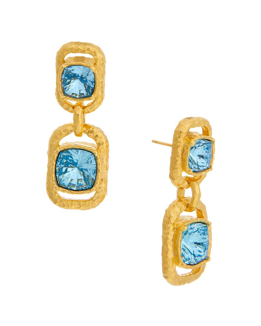 rectangle crystal double drop earrings
