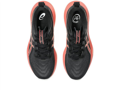 women's gel-cumulus 27 running shoes in black/orange glow
