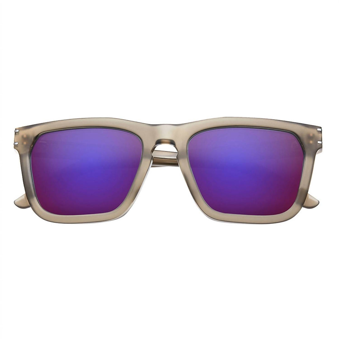 men's gravita sunglasses in dust - matte grey / amethyst flame flash lens