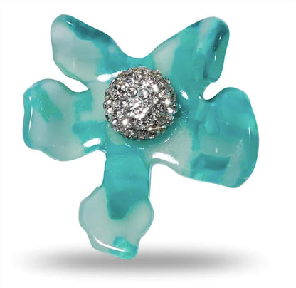women's crystal lily button earrings in emerald
