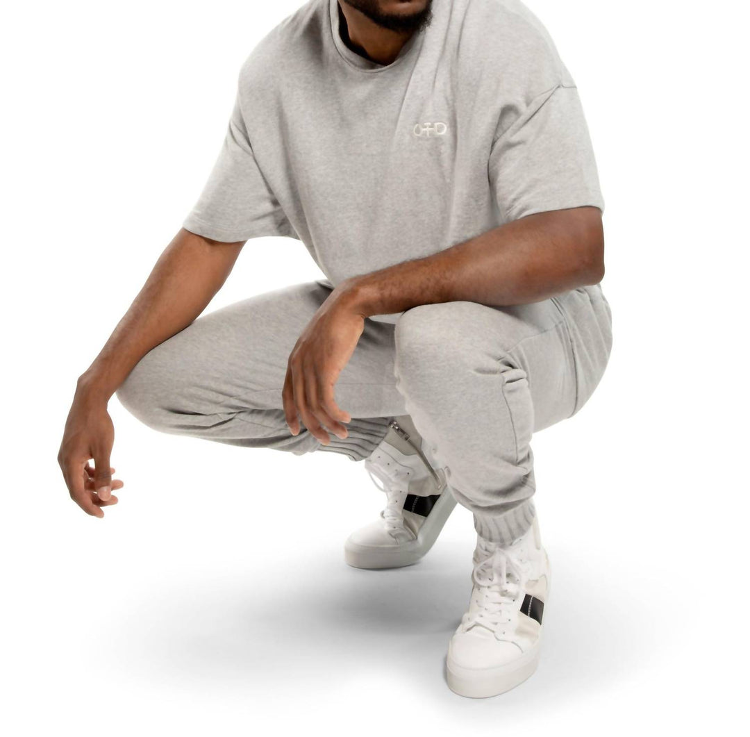 lightweight french terry jogger in light grey heather