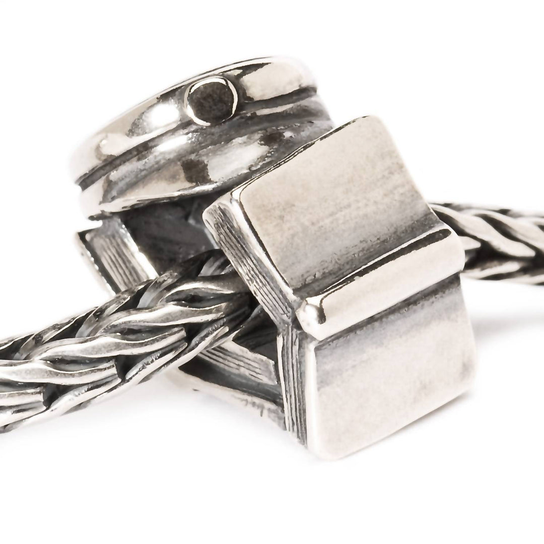 women's end of school bead charm in silver