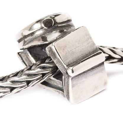 women's end of school bead charm in silver