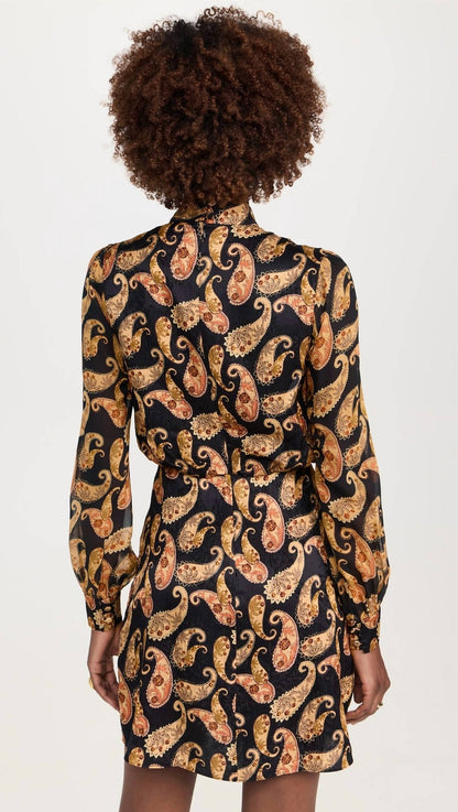 draped isa short dress in ixora cashew