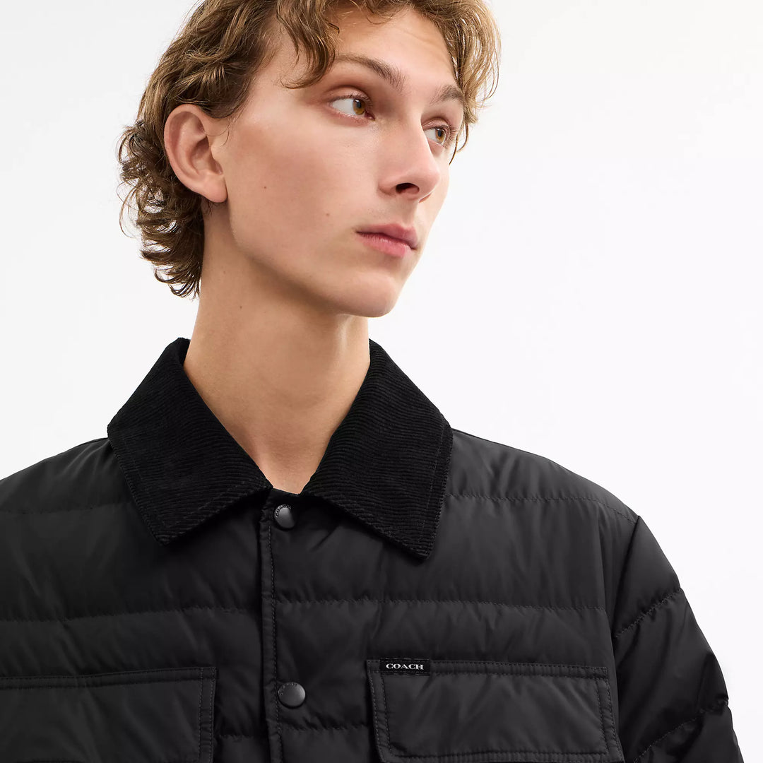 lightweight shirt down jacket in recycled polyester