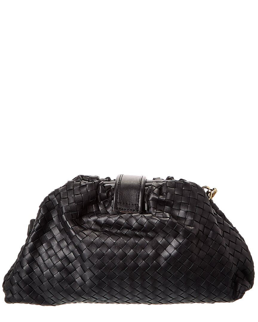 nora hand-woven leather clutch