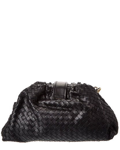 nora hand-woven leather clutch