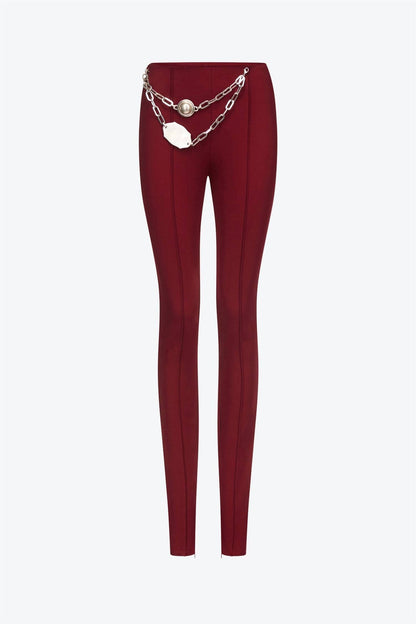 chain belt legging in red
