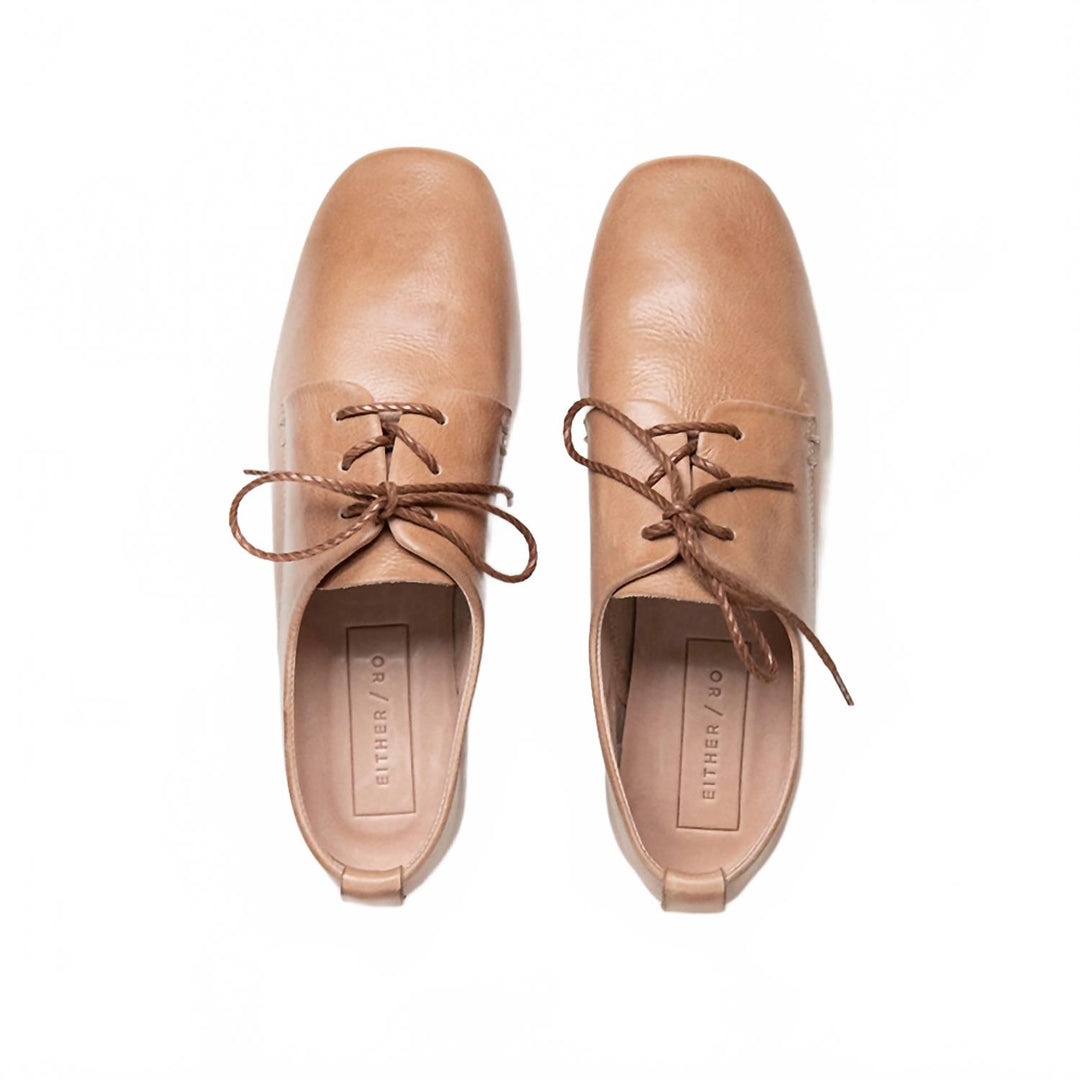 men's square toe vegetable-tanned oxford shoes in cognac brown