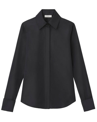 hidden button front slim blouse