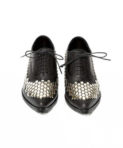 men's lace up studded shoe in black
