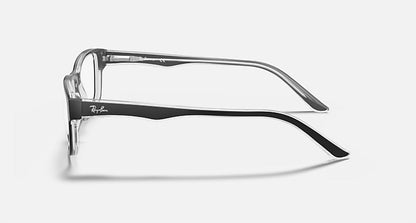 men's optics eyeglasses in polished black on transparent