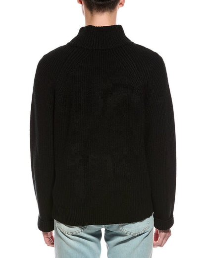ribbed 1/4-zip mock neck sweater