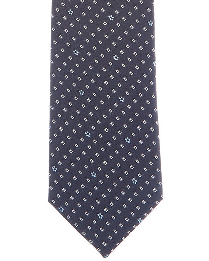 navy flowers silk-blend tie