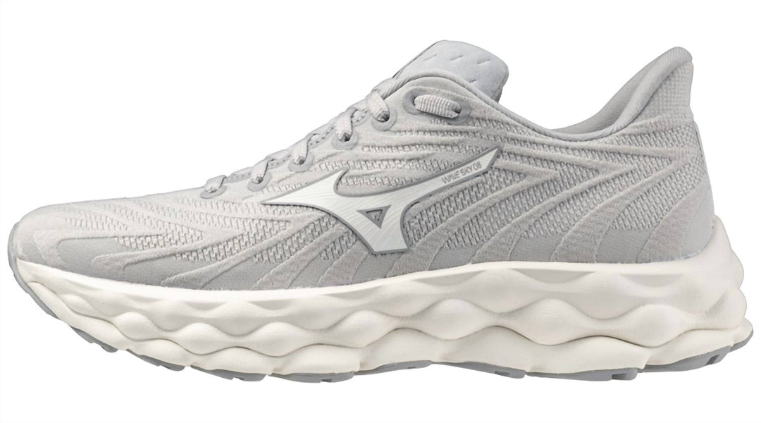 women's wave sky 8 running shoes in harbor mist-snow white (hm01)