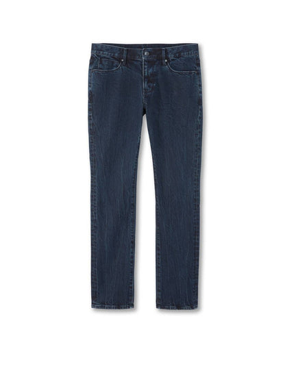 washed slim fit jeans in dark indigo