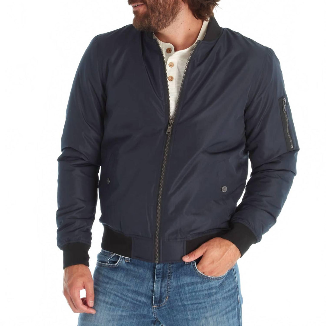 lewis sherpa lined bomber jacket in navy