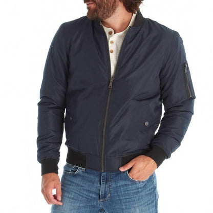 lewis sherpa lined bomber jacket in navy