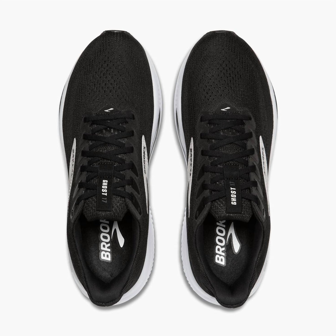 women's ghost 17 running shoes - wide in black/grey/white