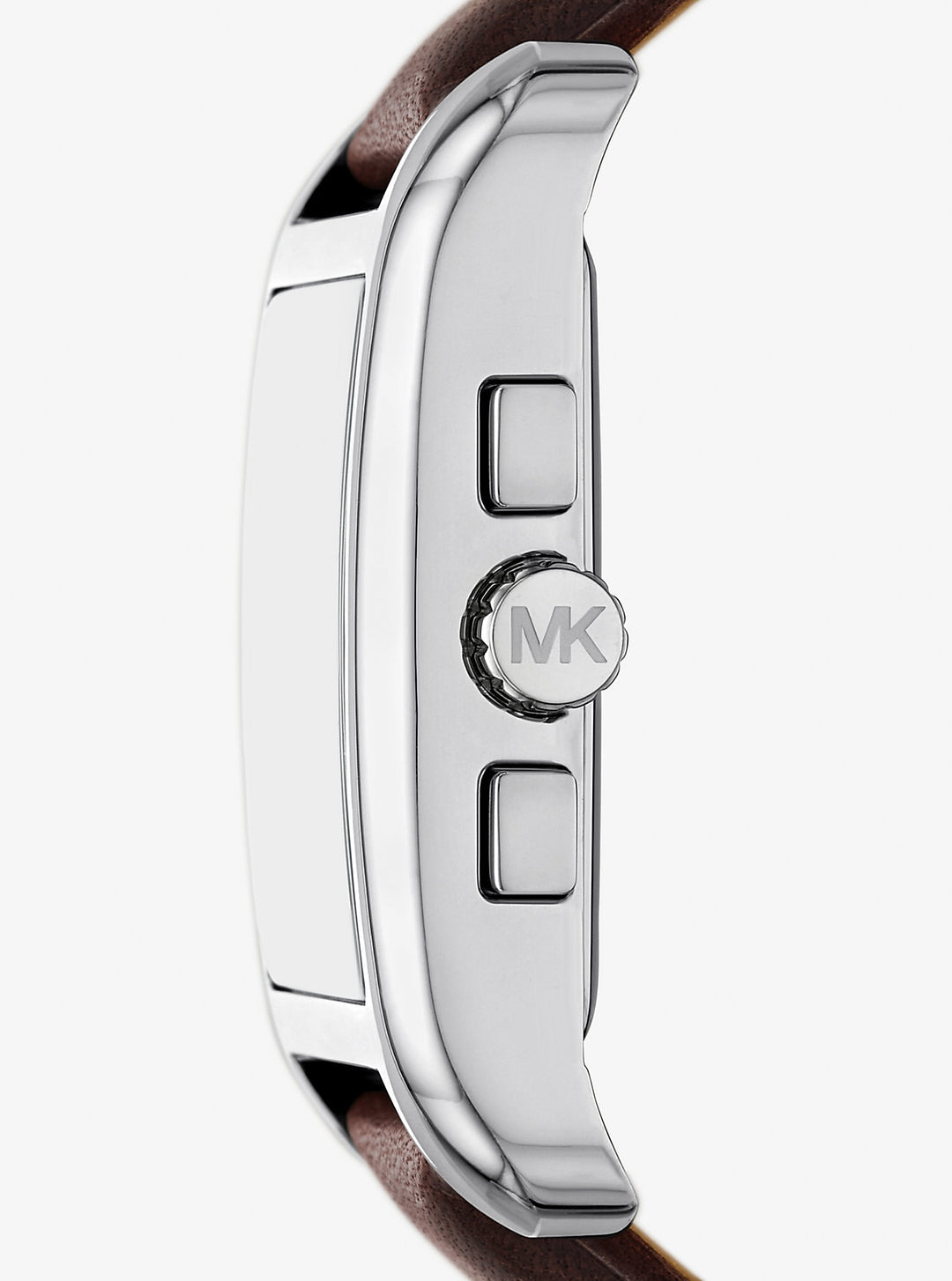 monroe silver-tone and leather watch