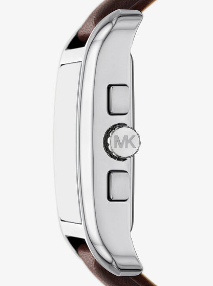 monroe silver-tone and leather watch