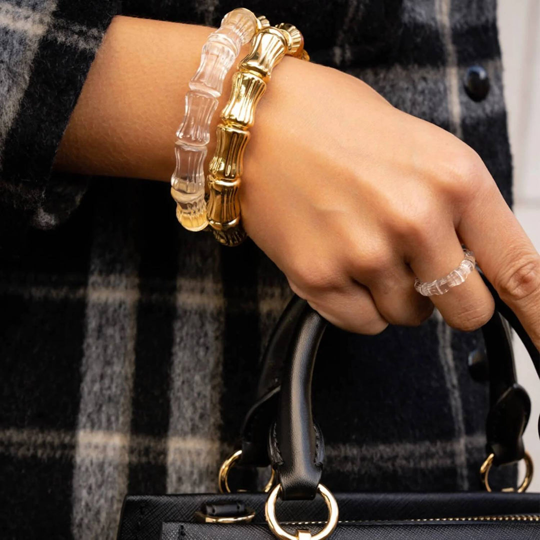 women's bamboo lucite hinge bangle in clear