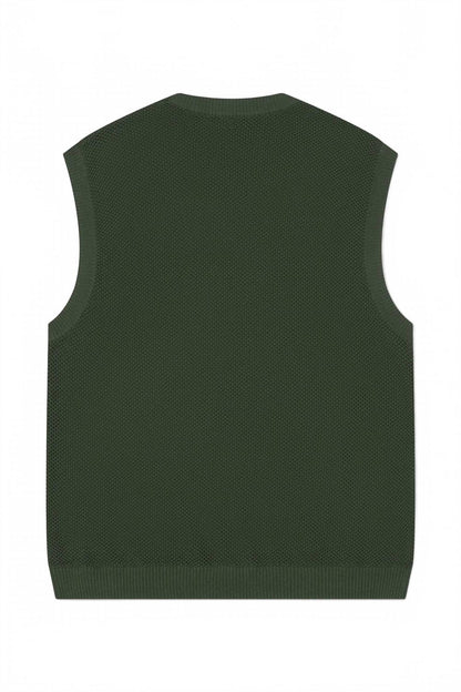 crotchet knit vest in dark green
