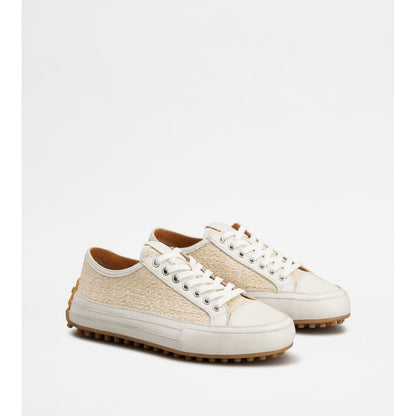 sneakers in fabric and leather