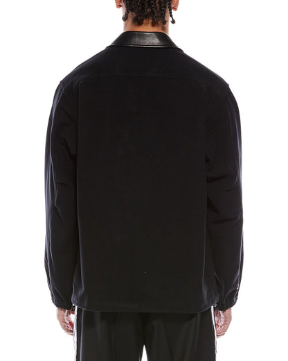 leather-trim hunting coat