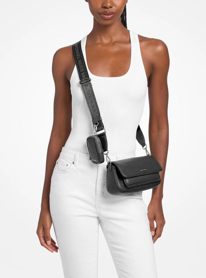 jet set travel small pebbled leather crossbody bag with pouch