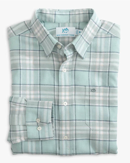 men's flannel reddick plaid sportshirt in summer aqua