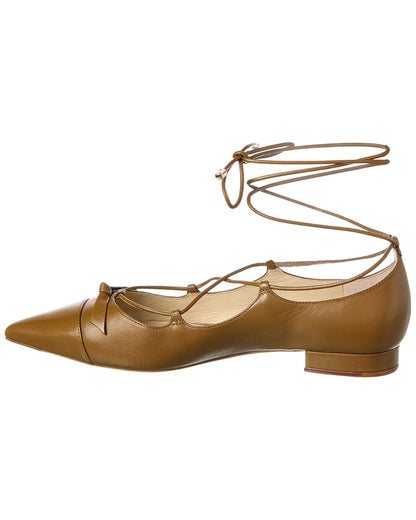 slim clarita lace-up leather flat